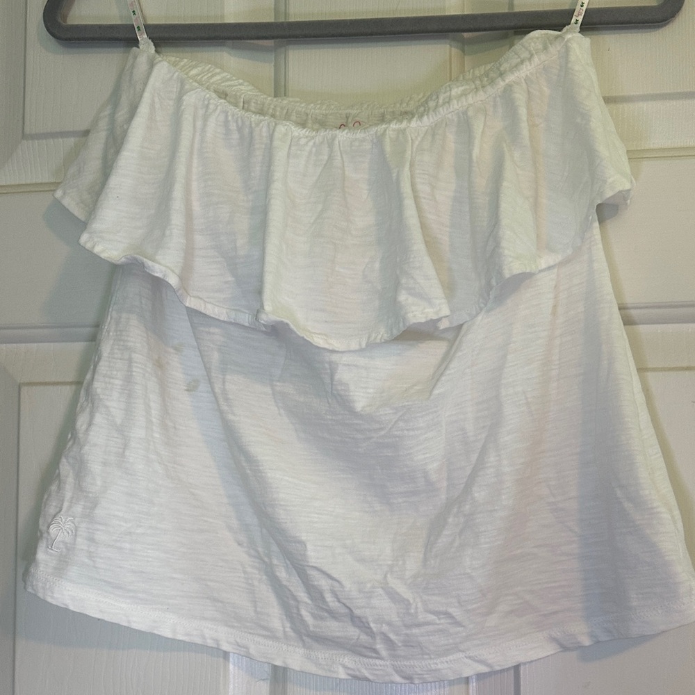 Lilly Pulitzer White Ruffle Tank Top